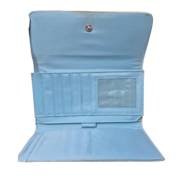 XOXO Vintage Y2K Light Blue Tri-Fold Wallet Debossed Heart Design - Image 4