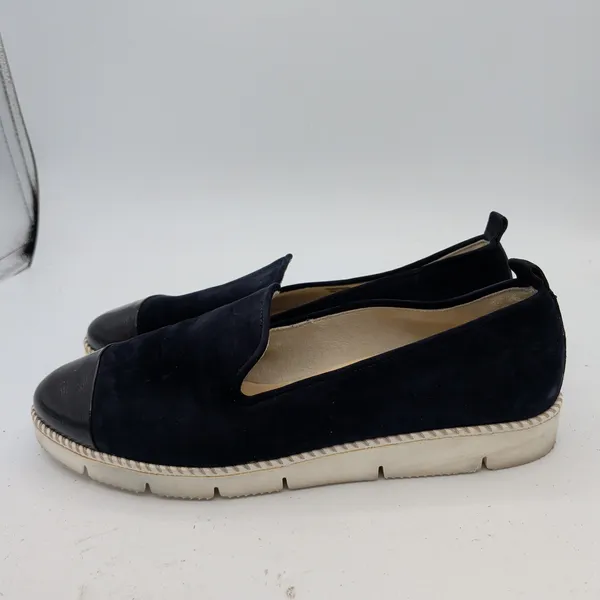Paul Green Daniella Navy Suede Black Patent Cap Toe Loafers Womens 7 UK 4.5 - Image 2