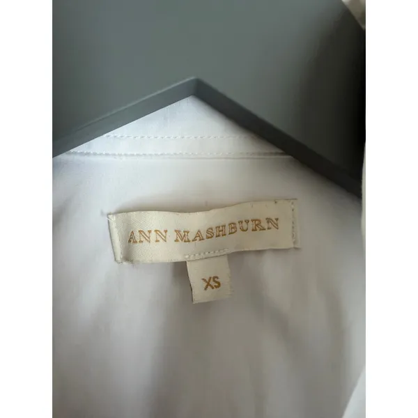 Ann Mashburn Button Down Shirt Women XS White Stretch Cotton - Image 5
