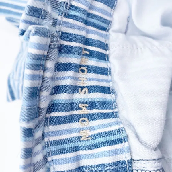 American Eagle Stretch Mom Short Size 6 Paperbag Belted Blue White Stripe Preppy - Image 5