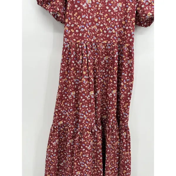 Sezane‎ Women Red Floral Maxi Dress Sz 36 Peasant Boho Cottagecore Feminine - Image 6