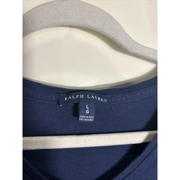 Polo Ralph Lauren Womens Top Large Navy Classic‎ Preppy V Neck Capsule T-Shirt - Image 2