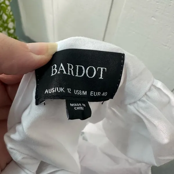 Bardot White High Low Puff Sleeve Dress Size 8 NWT - Image 10