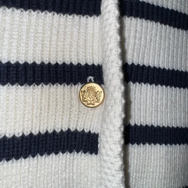NWT Abercrombie & Fitch‎ Sweater Vest Navy White Striped Knit Button Up XL - Image 5