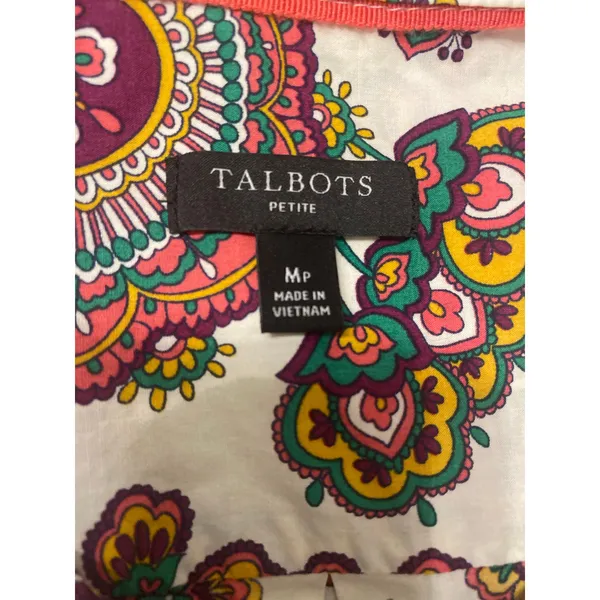 Talbots Petite MP Floral Paisley Button‎ Down Shirt 100% Cotton Western Boho - Image 4