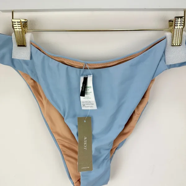 J.Crew Curved Waist Cheeky Bikini Bottom Beach Swim Minimalist Blue Large NWT - Image 4