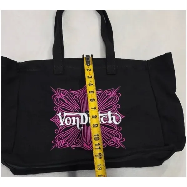 Von Dutch Tote Bag Womens Large Black Pink Cross Logo Y2K Shoulder Shopper - Image 3