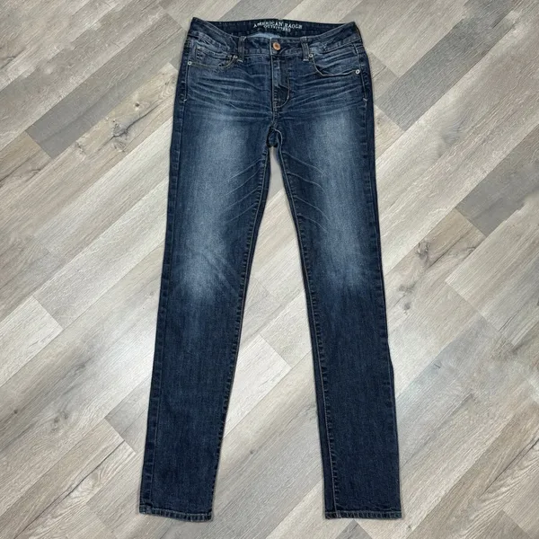 American Eagle Skinny Super Stretch Ankle Jeans Dark‎ Blue Size 8 Long - Image 4