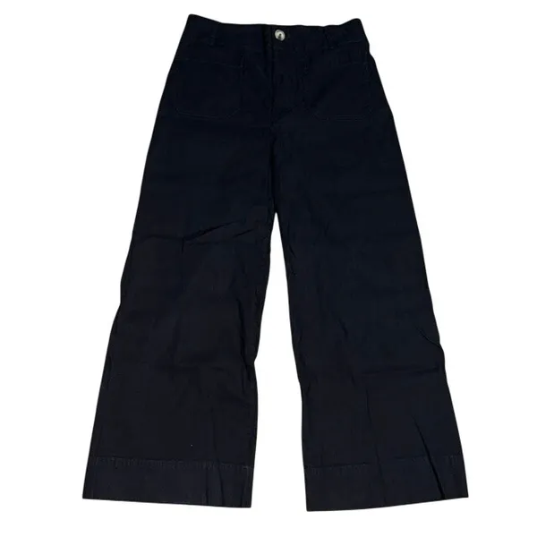 Anthropologie Maeve Colette Ankle Cropped Linen Blend Wide Leg Pants Black 31 - Image 3