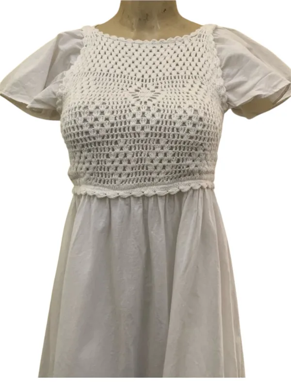 ZARA NWT Linen crochet Maxi Dress Size Small - Image 4