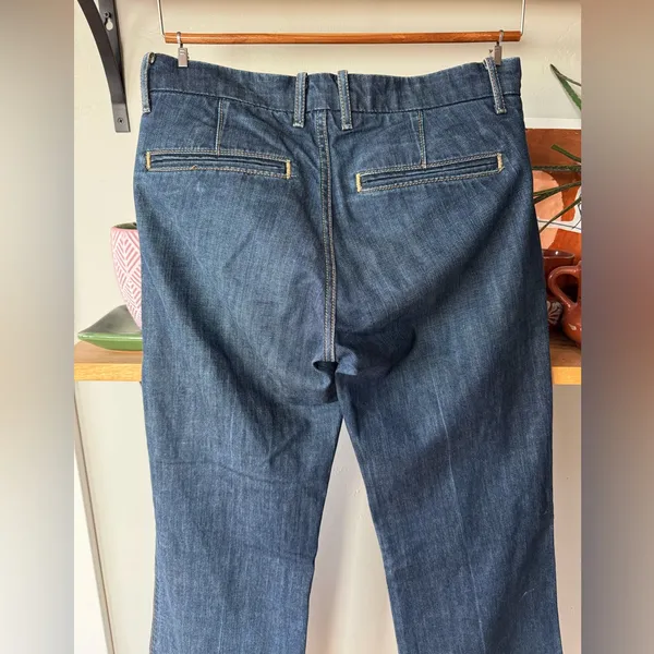 Vintage Old Navy Wide Leg Dark Rinse Denim Mid Rise Flare Wide Leg Jeans Sz 4 - Image 7