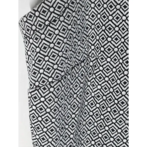 LOFT Black White Geometric Double Knit Jacquard Dress 8 - Image 6