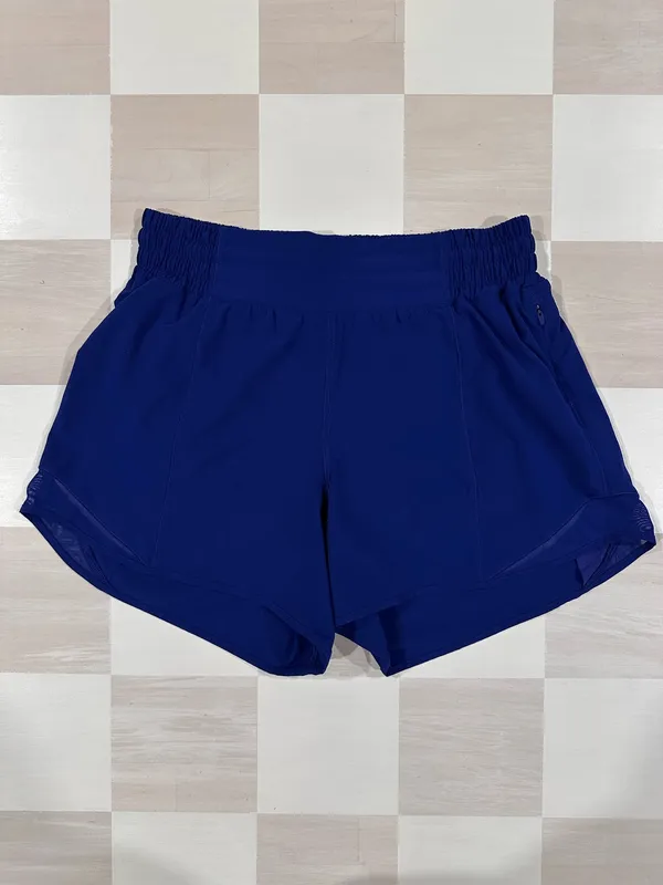 lululemon hotty hot high rise hr lined short 4” long cerulean blue W7AYXT 6 - Image 4