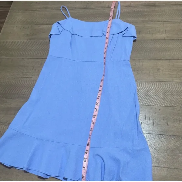 GB‎ Gianni Bini Blue Ruffle Mini Dress Fit and Flare Adjustable Straps Size M - Image 4