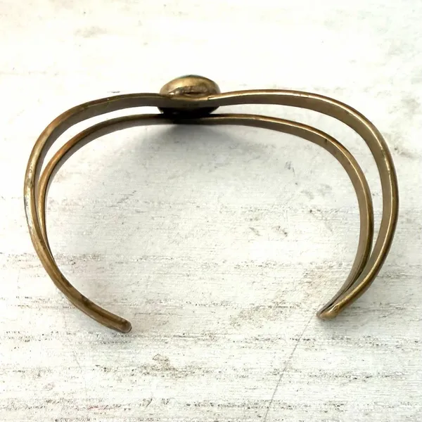 DCG Hand Tooled Brass Cuff Bracelet Turquoise - Image 3