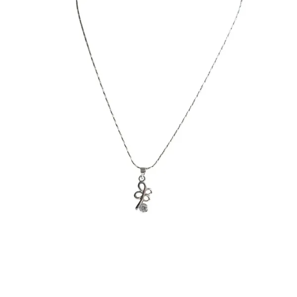 Silver Clover Pendant Necklace Dainty Minimalist Lucky Charm Jewelry - Image 3