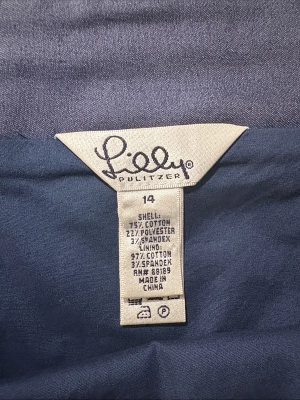 Lilly Pulitzer size 14 xl vintage Navy Mini Skirt with Pink Crab Print - Image 2