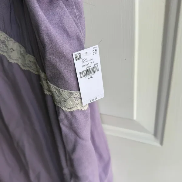 Old Navy NEW Women's‎ XXL Lavender Fit & Flare Crepe Lace-Trim Feminine Pastel Mini Dress - Image 5