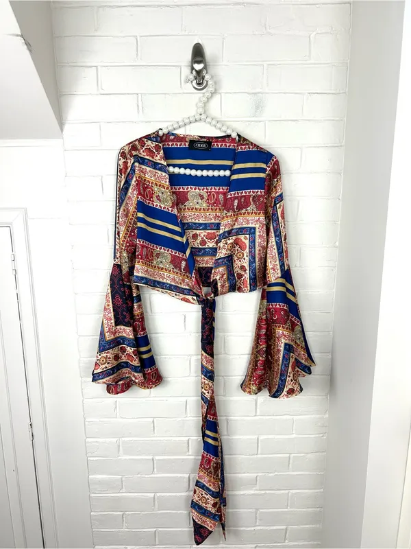 Cider Bell Sleeve Tie Wrap Top Size S - Image 2