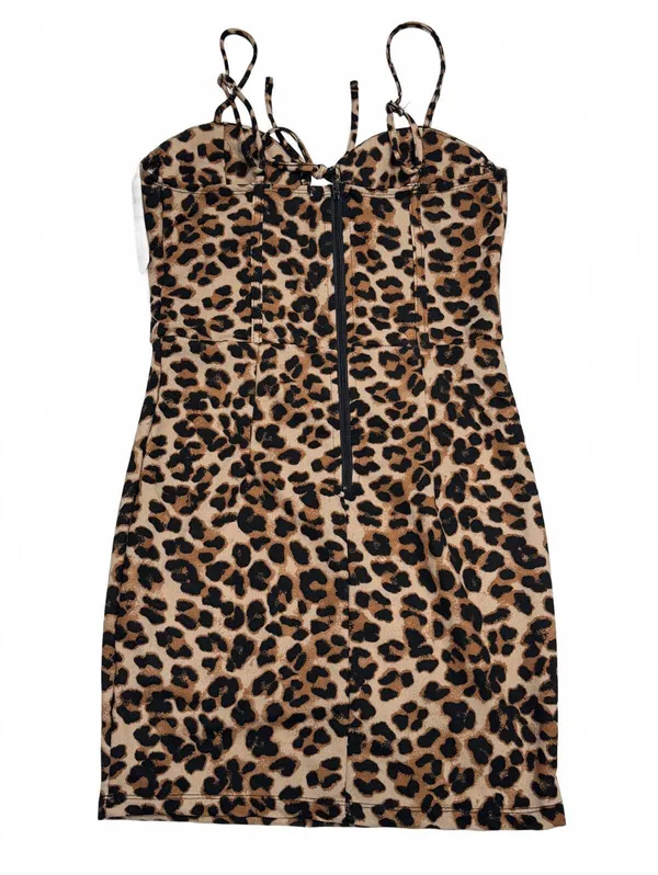 Justify Leopard Print Bodycon Mini Dress with Spaghetti Straps - Image 2