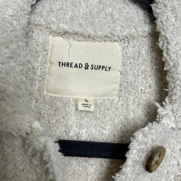 Thread & Supply Sherpa Button Front Small Cream Brazilian Sand Teddy Shacket - Image 4