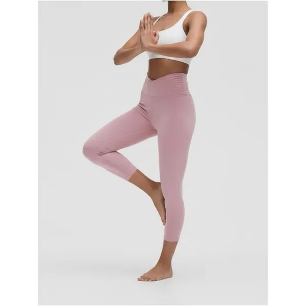 Lululemon Align High Rise Crop 21” Cross Waist Leggings Mauve Pink Size 6 Yoga - Image 2