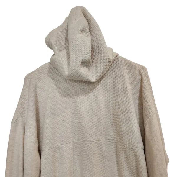 Aerie Cream Long Sleeve Cropped Cotton Knit Pullover Hoodie Sweatshirt Small - Image 6