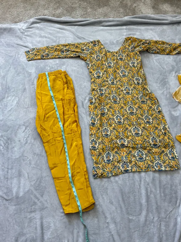 Yellow Kameez with Trouser Suit Size XS - Image 2