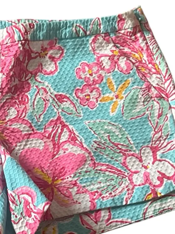 Lilly Pulitzer Adie Shorts Floral Breakwater Blue Lolita 12 - Image 4