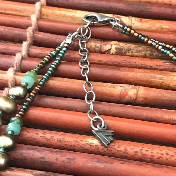 Silpada Multi strand Green Beaded Necklace. 17” - 19” - Image 5