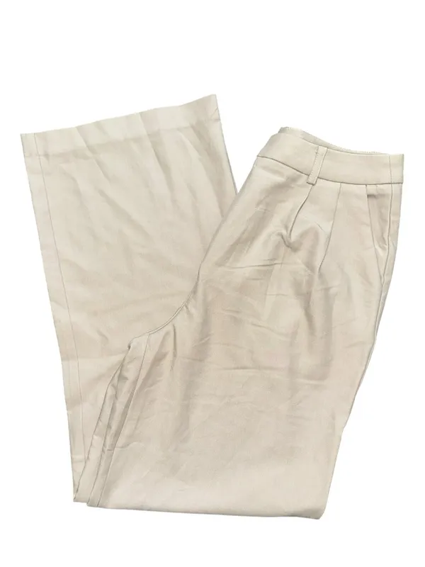 Commense NWT Women’s Sz M Light Beige Wide Leg High Waist Pleated Pants Trousers - Image 4