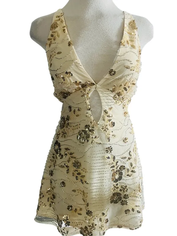 Princess Polly Steffie Beaded Strappy Minidress Yellow Size 2 NWT - Image 4