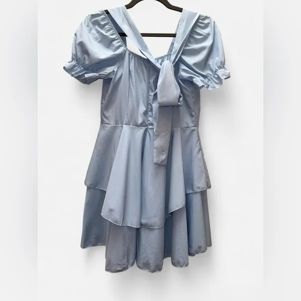 Shein Light Blue Tiered Mini Dress Size Small Cinderella Ruffle Coquette Sweet - Image 4