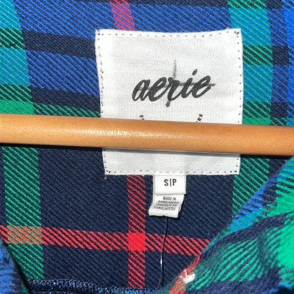 Aerie Oversized Plaid Blue Button Down Shirt Size Small - Image 2