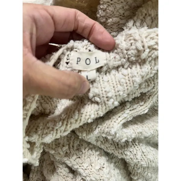 POL Women Cream Popcorn Knit Open Front Draped Cardigan‎ Sweater BST573 Large - Image 6