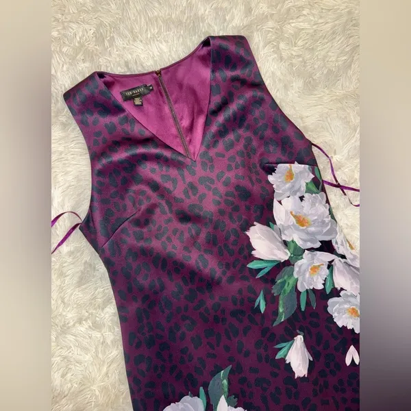 NEW Ted Baker Toriiy Wilderness Print purple Dress sz TB 4 US 12 - Image 5
