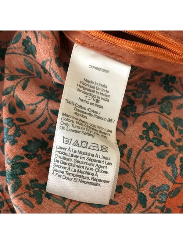 Madewell Womens Amari Top BROKEN ZIPPER Twist Detail Floral Orange Green 4 - Image 5