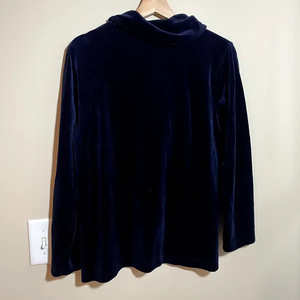 Talbots navy blue velvet cowl neck pullover sweater women's size M‎ cotton rayon - Image 6