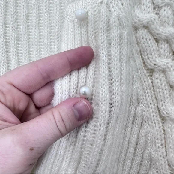 Women's Vintage Counterparts Loose Knit Cream Coastal Grandma Cardigan Size S - Image 3