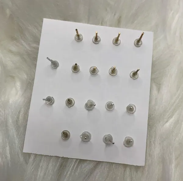 9 Pairs Gold faux Diamond Stud Earrings Bundle - Image 8