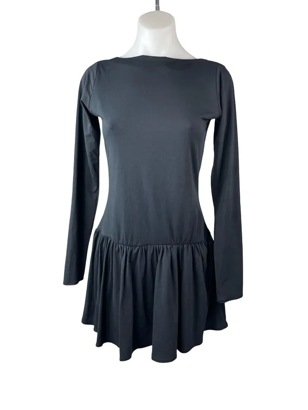 Abercrombie & Fitch Black Long Sleeve Open Back Fit & Flare Mini Dress Size M - Image 2
