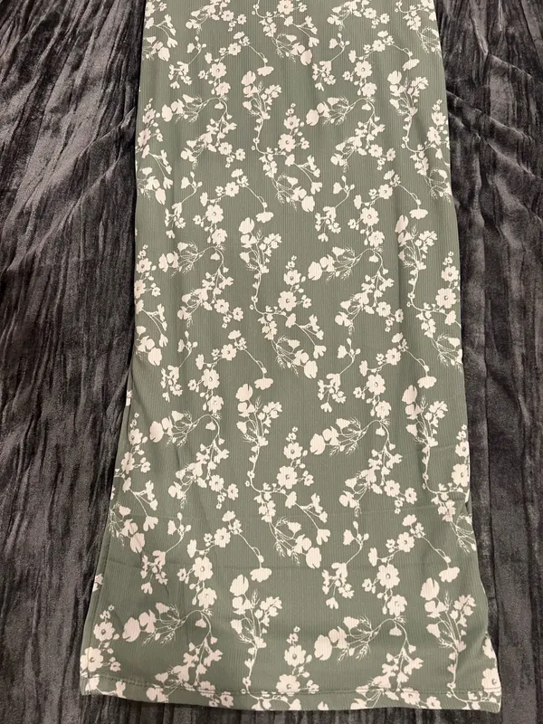 Floral Green Ribbed Maxi Dress Size M by faded rose - Image 3