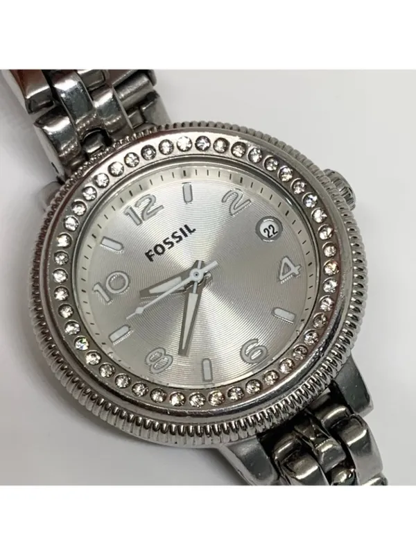 Fossil Quartz women date Watch AM4352 Bridgette all Stainless Steel 28mm running - Image 2
