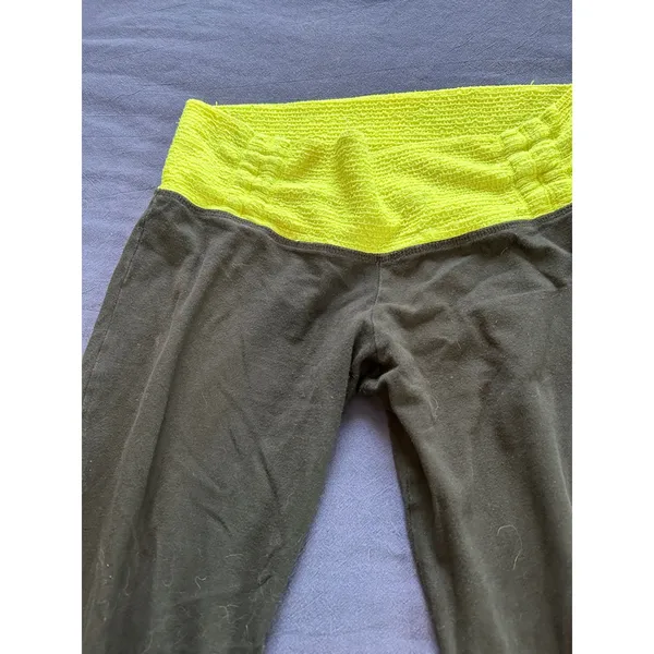 Rubber Doll Womens Flare Yoga Pants Neon Yellow Smocked Waist Athletic Trousers - Image 7
