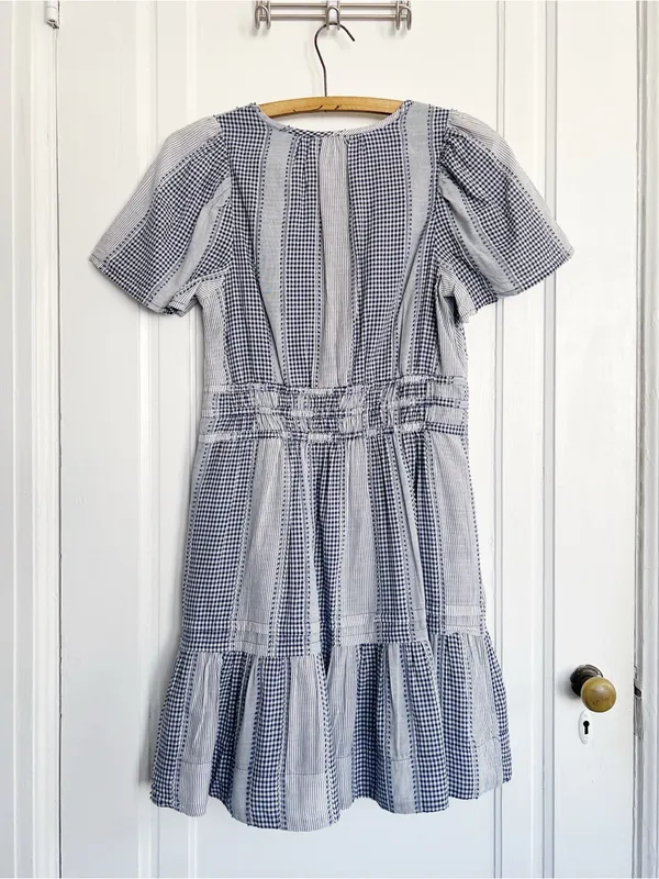 Anthropologie • The Somerset Gingham Mini Dress blue white checked cotton ruffle - Image 13