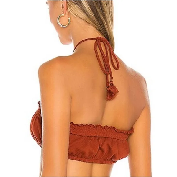 Free People‎ Beach Don't Kill My Vibe Bronzer Brown Halterneck Bandeau Top XS - Image 5