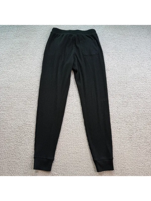 Alo Yoga Muse Ribbed Knit Jogger Sweatpants Black S Lounge Athleisure Cozy - Image 2
