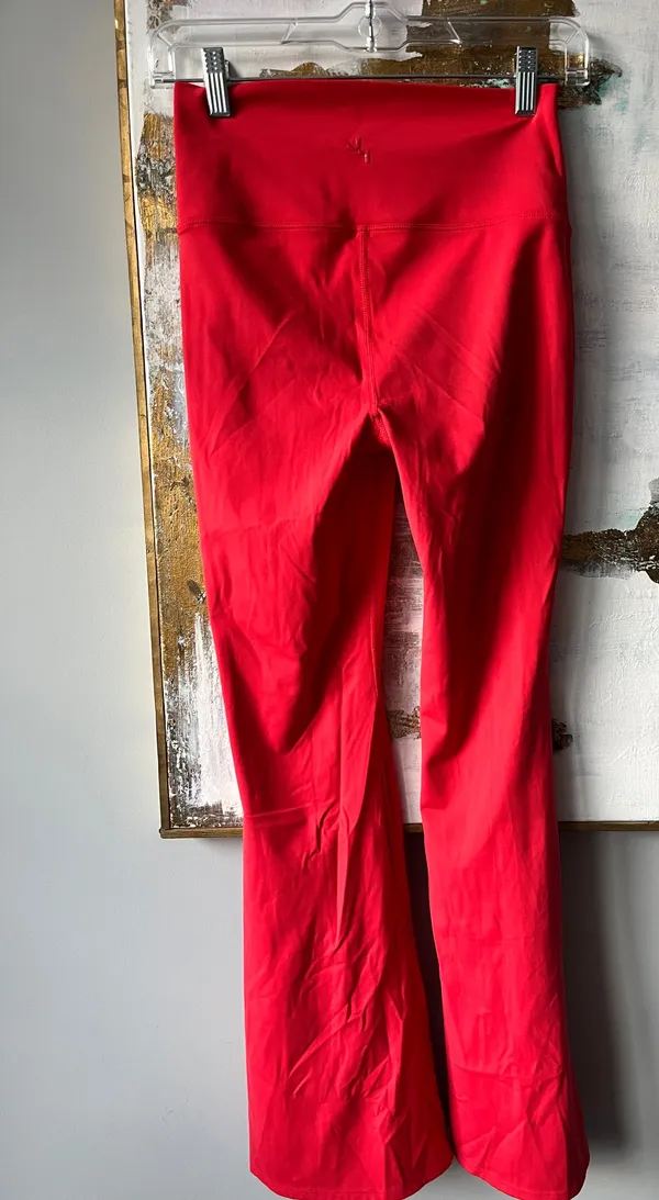 JoyLab Flare Leggings Split Textured Hem Bright Pink Medium - Image 5