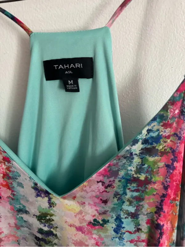 Tahari Multicolored Maxi Dress Medium - Image 3