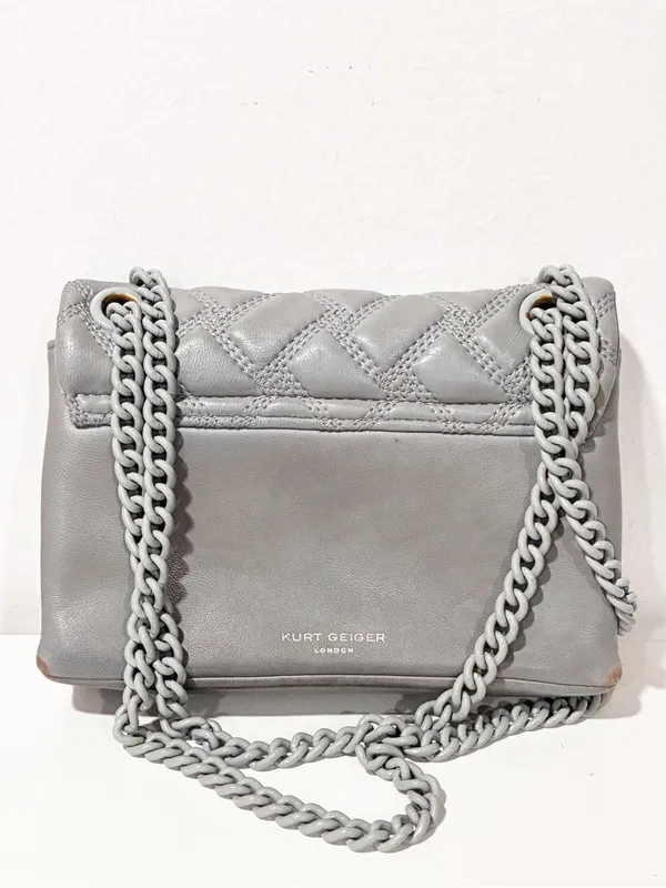 Kurt Geiger MINI KENSINGTON DRENCH Slate Grey Chain Strap Shoulder Bag - Image 6